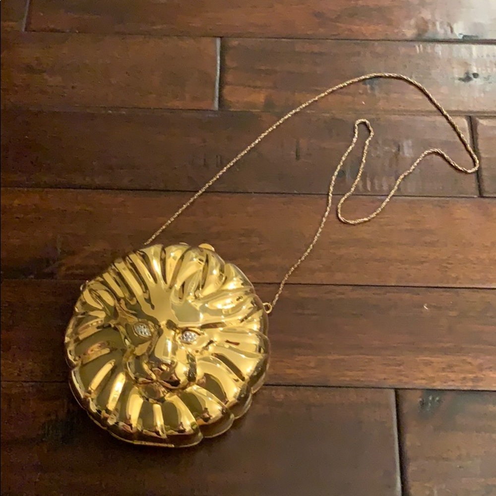 Vtg 80s Lion Head Evening Bag with Chain